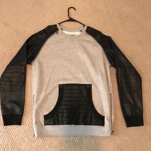 Kite Leather Sleeve Bicker Pullover Sweater